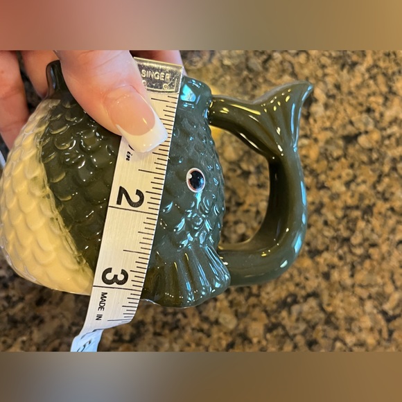 Fish mug olive green & cream microwave safe NWT fathers day fishing - Picture 4 of 9